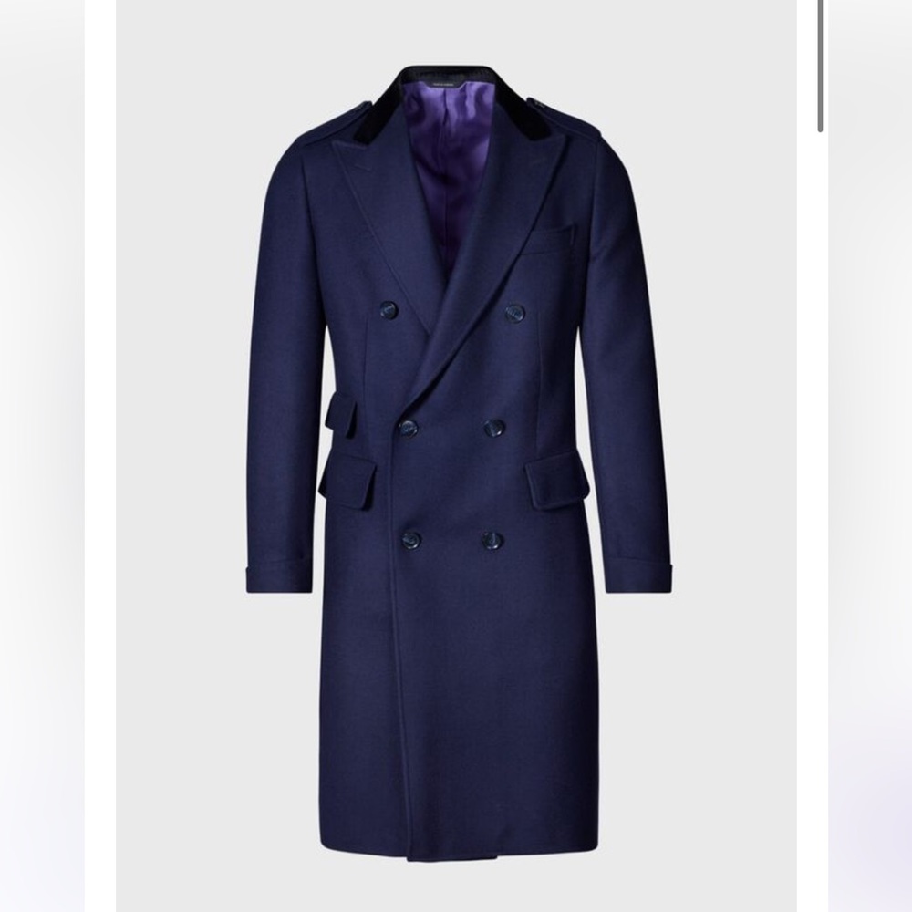 BNWT Paul Stuart Wool Cashmere double breasted Coat Navy Blue, size 40
